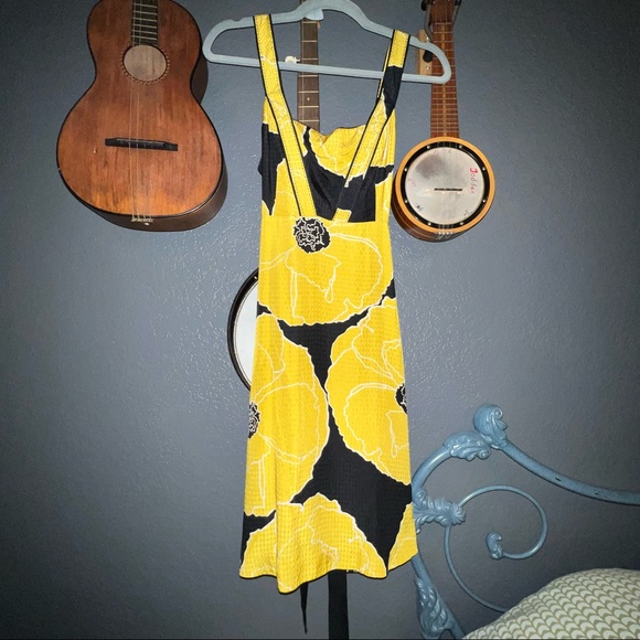 Big yellow flower print dress from anthropologie - Picture 4 of 5